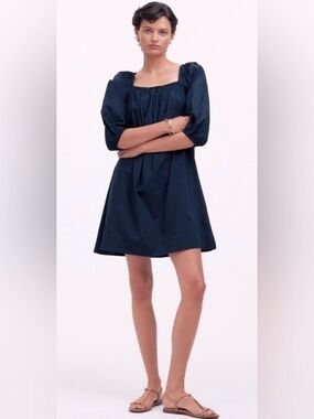 madewell linen-cotton puff-sleeve mini dress Linen-Cotton Puff-Sleeve Mini Dress